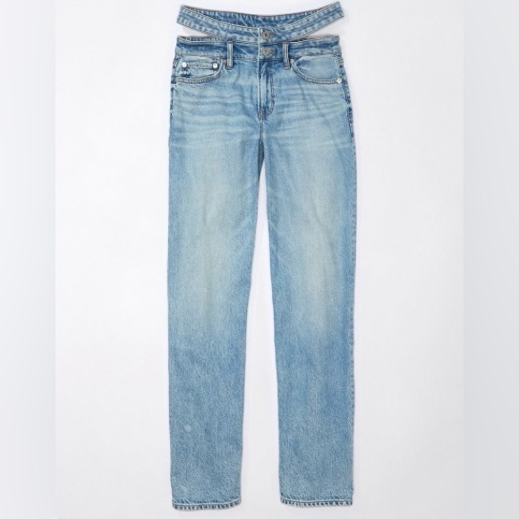 American Eagle Outfitters Denim - AE STRIGID SUPER HIGH-WAISTED
BAGGY STRAIGHT CUT-OUT JEAN